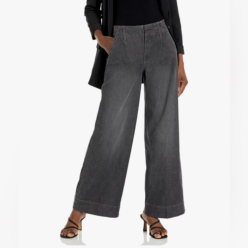 NYDJ Women's High Rise Mona Wide Leg Smokey Mountain Gray Grey Jean Trouser M 8